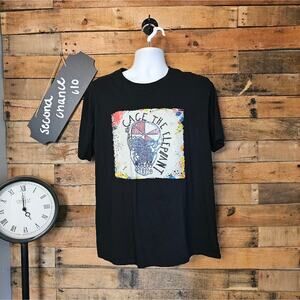 Men's Black Graphic Tee with Cage The Elephant Band CD Cover Size XXL